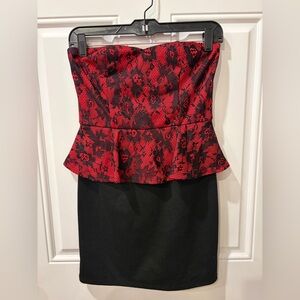 Papaya Red and Black Lace Dress size small